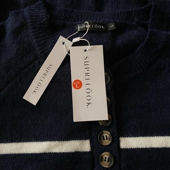 NWT-SUPRELOOK-STRIPED SWEATER-SIZE LARGE - Picture 5 of 6